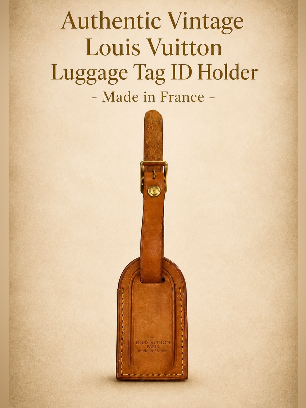 Authentic Louis Vuitton Vintage Vachetta Leather Luggage Name ID Tag
